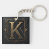 🔑 Letter K Monogram Geschenk voor Hem 🎁 Sleutelhanger (Achterkant)