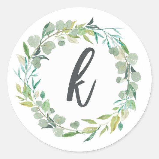 Letter K Monogram Initiaal Sticker Envelopzegel (Voorkant)