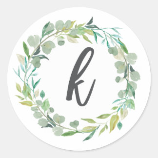 Letter K Monogram Initiaal Sticker Envelopzegel
