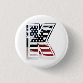 Letter K Monogram Initiaal USA Ronde Button 3,2 Cm