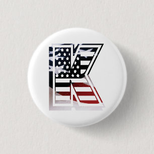 Letter K Monogram Initiaal USA Ronde Button 3,2 Cm