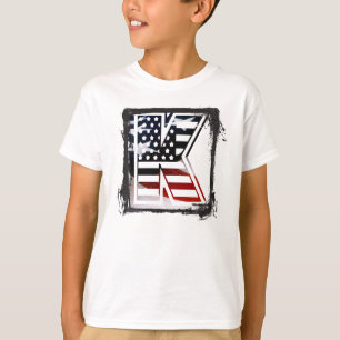 Letter K Monogram Initiaal USA T-shirt