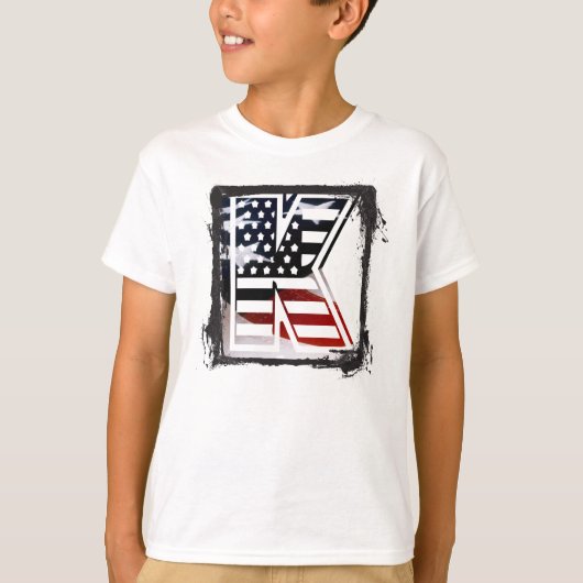 Letter K Monogram Initiaal USA T-shirt (Voorkant)