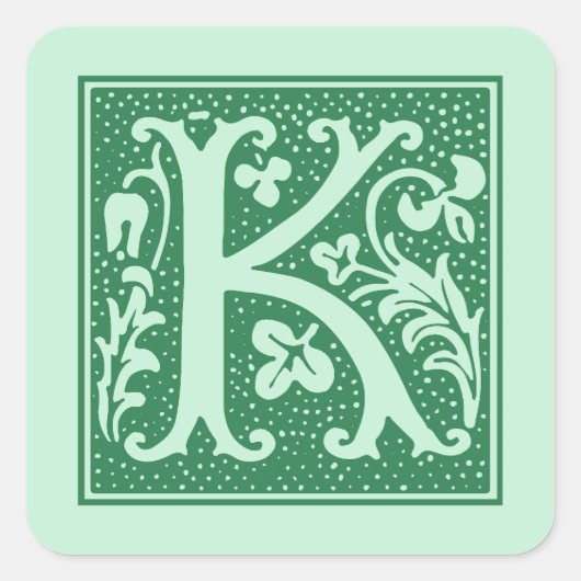  letter K Monogram Initiaal Vierkante Sticker (Voorkant)
