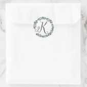 Letter K Monogram Minimalistische Botanische Blad Ronde Sticker (Tas)