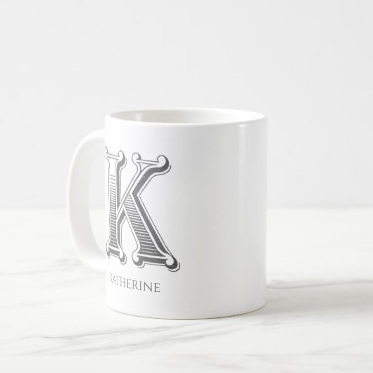 Letter K Monogram Moderne naam Koffie Mok (Voorkant links)