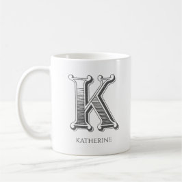 Letter K Monogram Moderne naam Koffie Mok