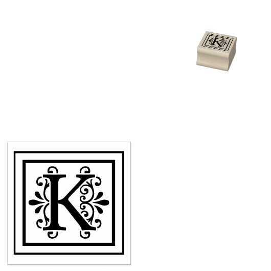 Letter K Monogram Rubberstempel (Gestempeld)