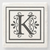 Letter K Monogram Stone Onderzetters (Voorkant)