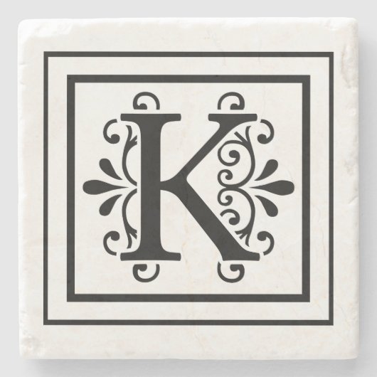 Letter K Monogram Stone Onderzetters (Voorkant)