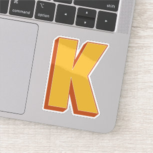 Letter K Monogram, Vet 3D Type Lettertype Initiaal Sticker
