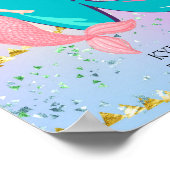 Letter K Monogram Waterverf Cute Mermaid Nursery Poster (Hoek)