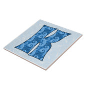 Letter K - Monogrammed Blue Paisley 6 inch Tegel Tegeltje (Zijkant)