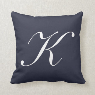 Letter K Navy Blue Monogram Pillow Kussen