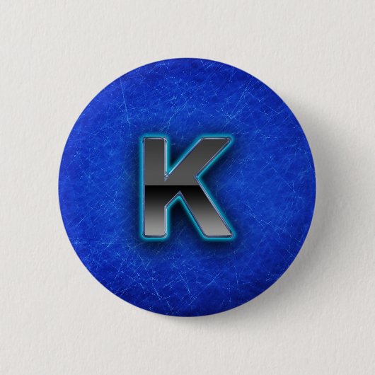 Letter K - neon blue edition Ronde Button 5,7 Cm (Voorkant)