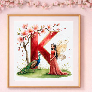 Letter K Pauw Zfairy Poster - Elegante Kunst