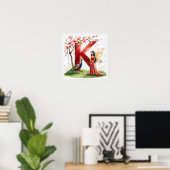 Letter K Peacock Fairy Poster - Elegant Art (Thuiskantoor)