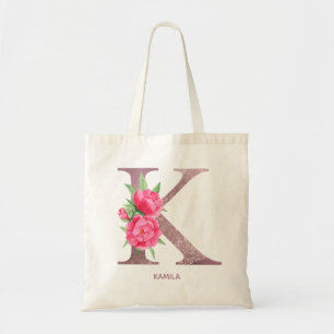 Letter K Persoonlijke naam monogram bridesmaid Tote Bag