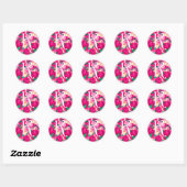 Letter K Roze Waterverf Bloemencirkel Monogram Ronde Sticker (Vel)