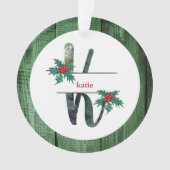 *~* Letter K Rustic Kerstmis-FOTO-hout AP44 Ornament (voorkant)