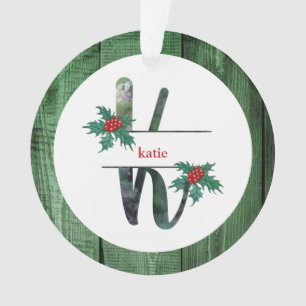 *~* Letter K Rustic Kerstmis-FOTO-hout AP44 Ornament