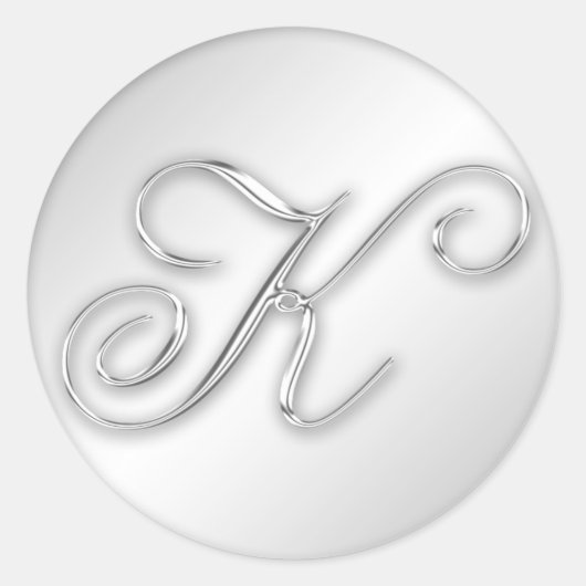 Letter K script initiaal faux zilver monogram guns Ronde Sticker (Voorkant)