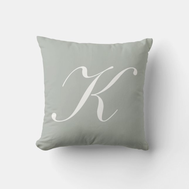 Letter K Silver Grey Monogram Pillow Kussen (Voorkant)