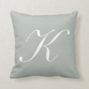 Letter K Silver Grey Monogram Pillow Kussen