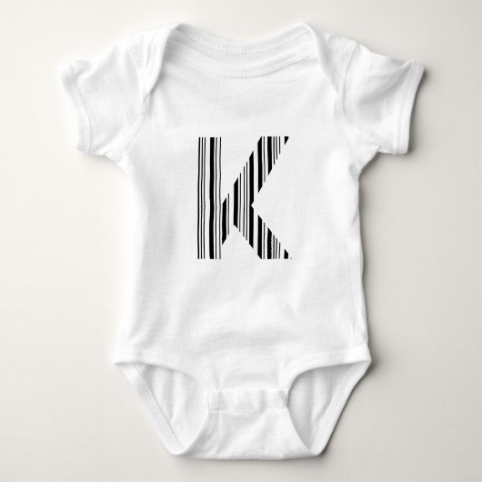 LETTER K STREEPJESCODE Eerste Initiaal Barcodepatr Romper (Voorkant)