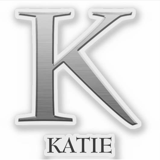 Letter k Two-Tone Silver Grey en Name Sticker (Voorkant)