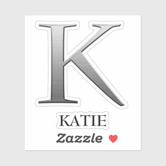 Letter k Two-Tone Silver Grey en Name Sticker (Vel)