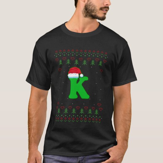 Letter K Vader Kerstman Sinterklaas Pet Alfabet T-shirt (Voorkant)