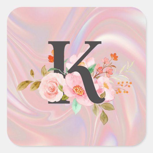 Letter K Vierkante Sticker (Voorkant)