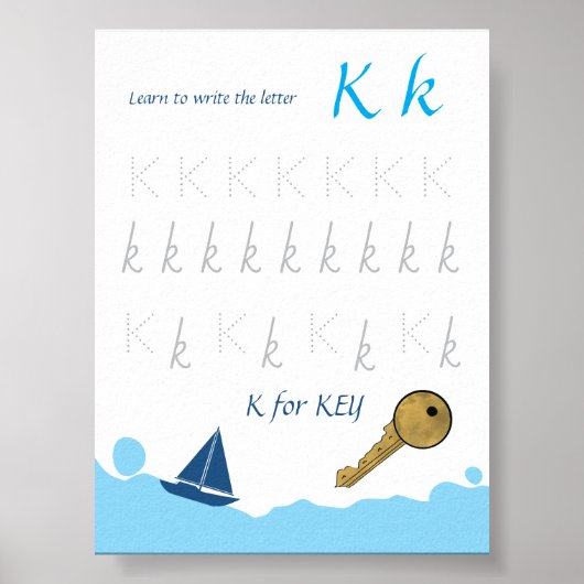 Letter K Volgposter voor Kinderen Poster (Voorkant)