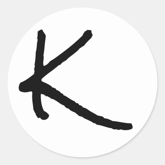 Letter K White Rock Salt Alphabet van Janz Ronde Sticker (Voorkant)