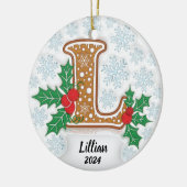 Letter L Aangepaste naam Kerst Keramisch Ornament (Links)