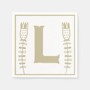 Letter L Alfabet Block Genderneutraal Baby shower Servet