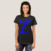 Letter L Alfabet Large Blue Graphic Initiaal T-shirt (Voorkant volledig)