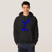 Letter L Alphabet Large Blue Graphic Initial Hoodie (Voorkant volledig)