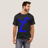 Letter L Alphabet Large Blue Graphic Initial T-shirt (Voorkant volledig)