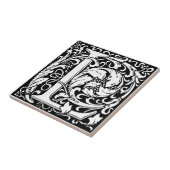 Letter L art nouveau black and white Tegel Tegeltje (Zijkant)