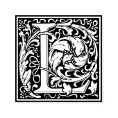 Letter L art nouveau black and white Tegel Zelfinktende Stempel (Design)