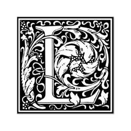 Letter L art nouveau black and white Tegel Zelfinktende Stempel