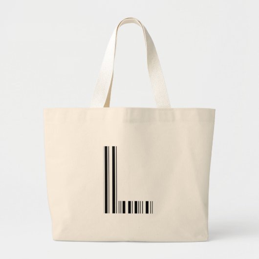 LETTER L BAR CODE Eerste Initiaal Barcodepatroon Grote Tote Bag (Voorkant)