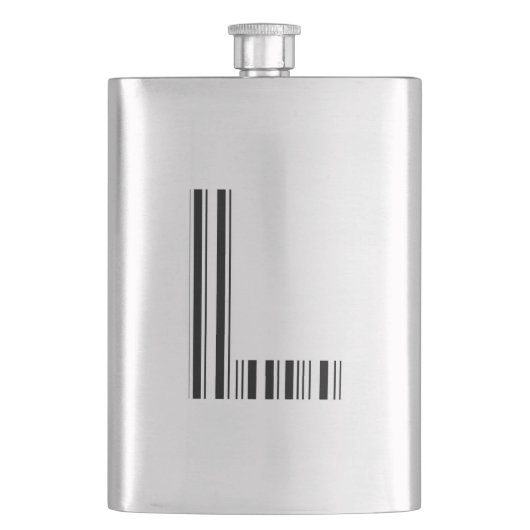 LETTER L BAR CODE Eerste Initiaal Barcodepatroon Heupfles (Voorkant)