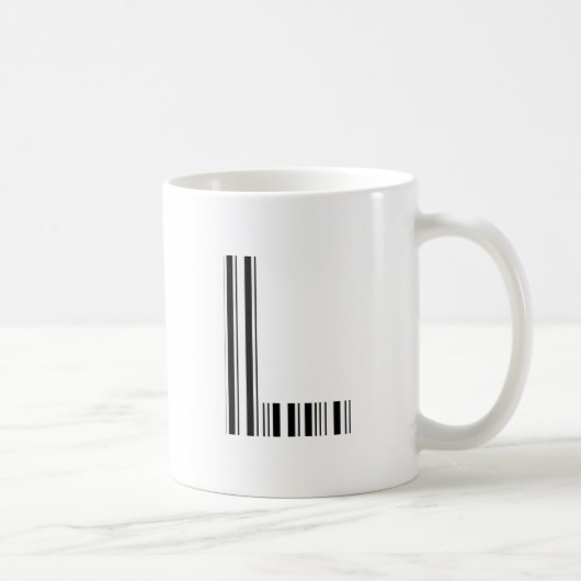 LETTER L BAR CODE Eerste Initiaal Barcodepatroon Koffiemok (Rechts)
