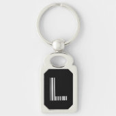 LETTER L BAR CODE Eerste Initiaal Barcodepatroon Sleutelhanger (Voorkant)