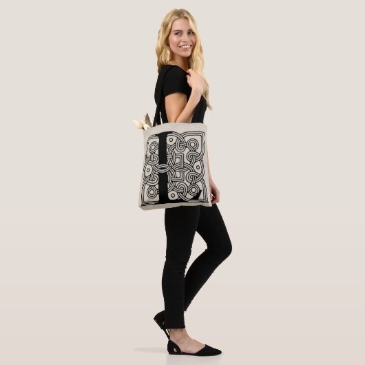 Letter L Celtic Knot Monogram Tote Bag (Op model)