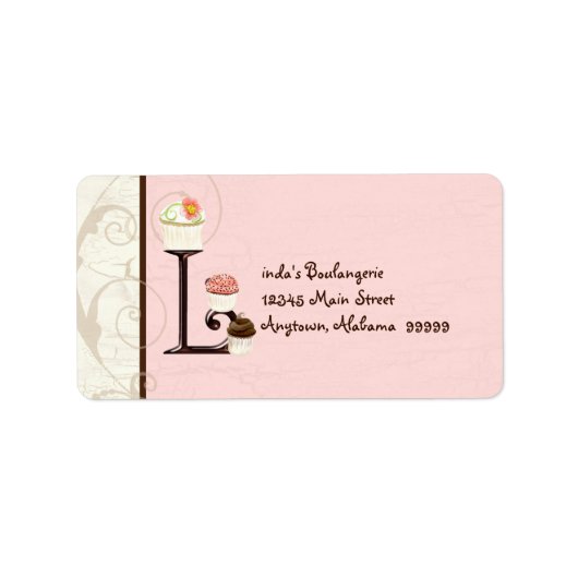 Letter L Cupcake Zakelijk adres Mailing Labels (Voorkant)