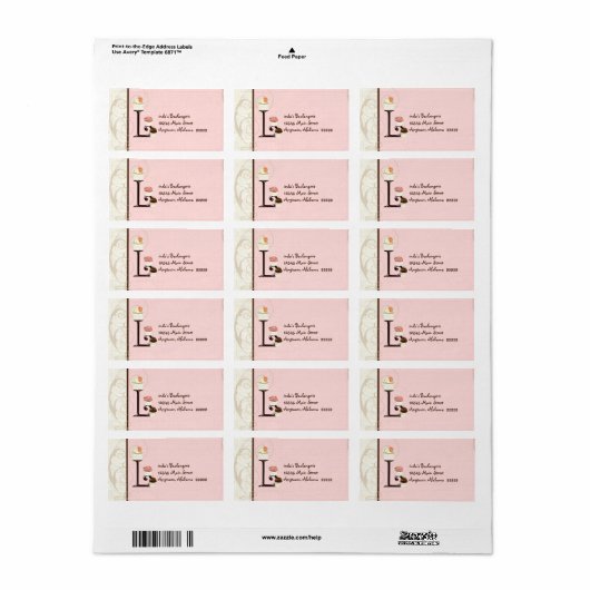 Letter L Cupcake Zakelijk adres Mailing Labels (Full Sheet)